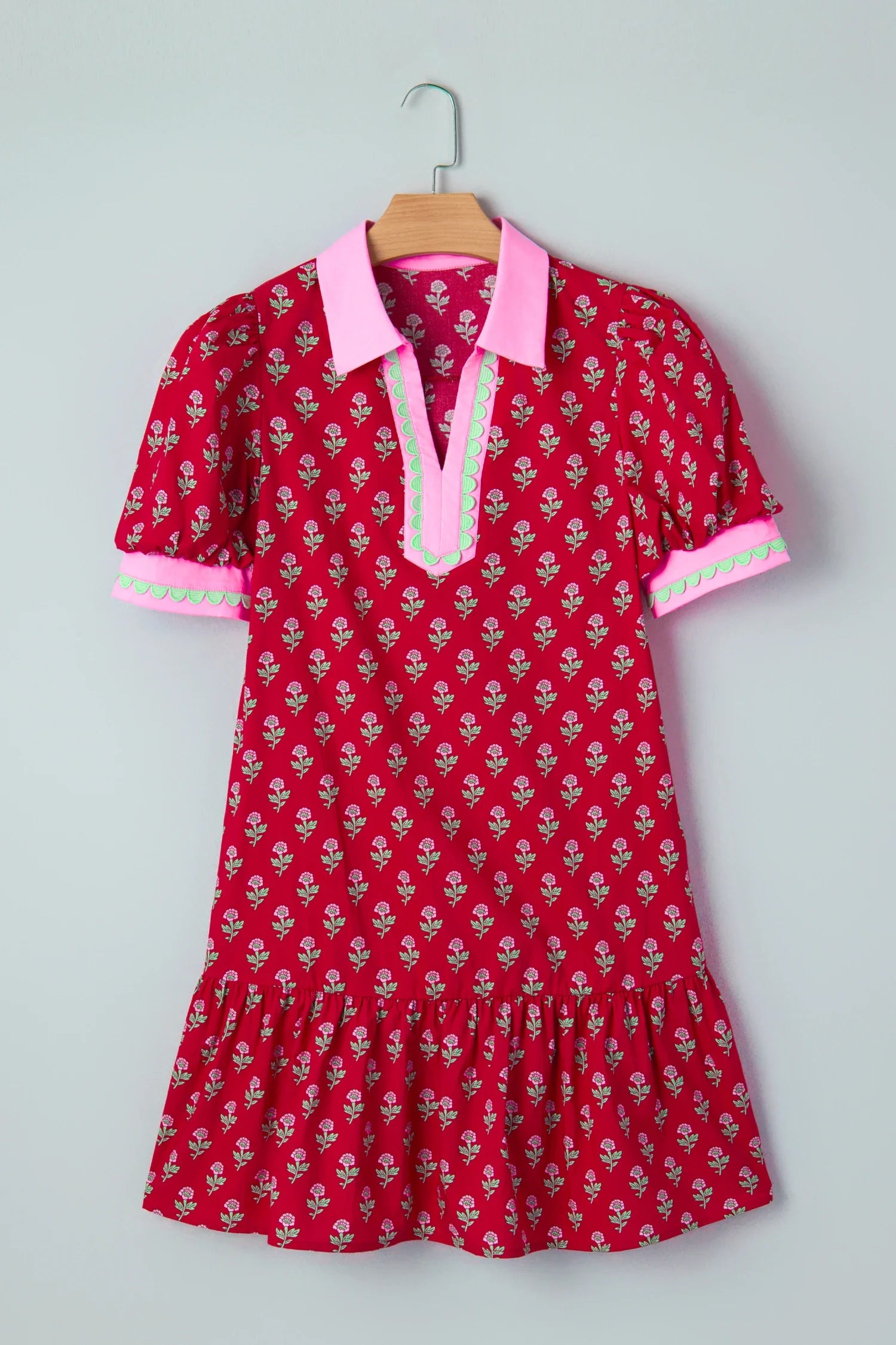 Petal Print Charm Mini Dress with Pockets | S-XL